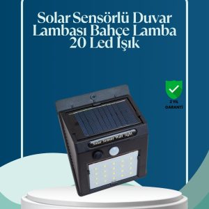 Sensörlü 20 LED Solar Duvar Lambası 3 Metre Algılama Mesafesi