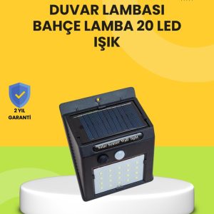 Güneş Paneli ile Şarj Olan 20 LED Dış Mekan Hareket Sensörlü Lamba