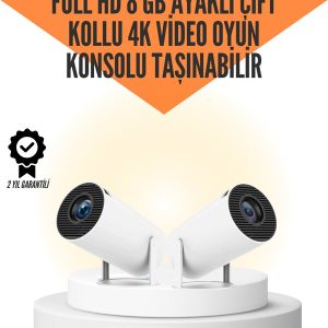 10.000 Oyun Destekli Çift Kollu 4K Projeksiyon – HDMI USB AUX Ethernet Yok