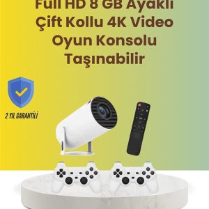TÇift Kollu Tasarımlı Kablosuz Projeksiyon – 4K 10.000 Oyun ve Smart App Desteği