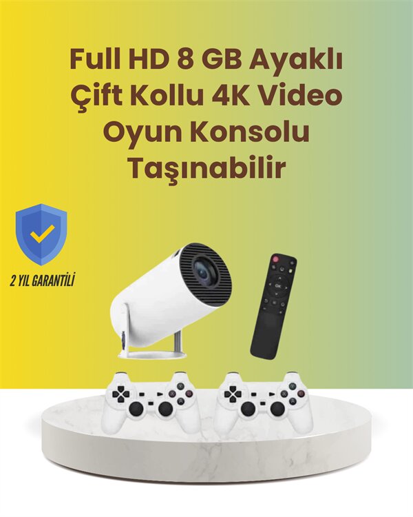 TÇift Kollu Tasarımlı Kablosuz Projeksiyon – 4K 10.000 Oyun ve Smart App Desteği
