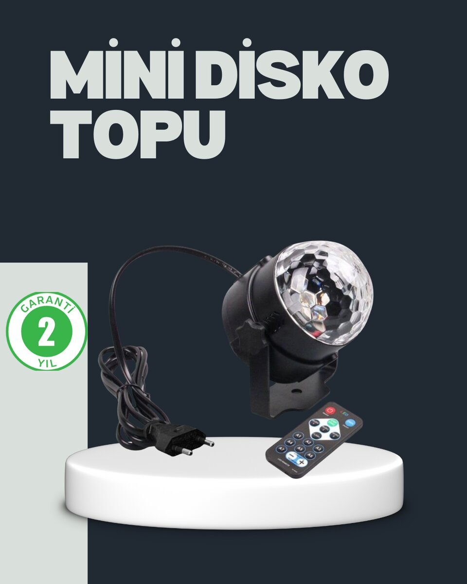 RGB LED Disko Küresi 7 Modlu Uzaktan Kumandalı