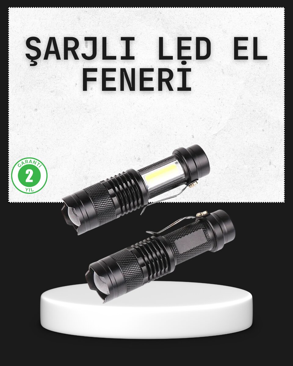 Odak Ayarlı 2000 Lümen Şarjlı LED El Feneri