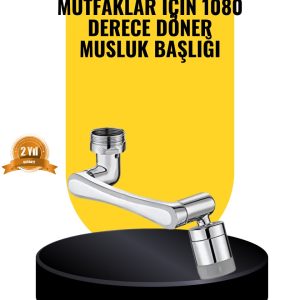 1080° Dönebilen Musluk Başlığı 2 Su Modlu Ayarlanabilir Esnek Tasarım