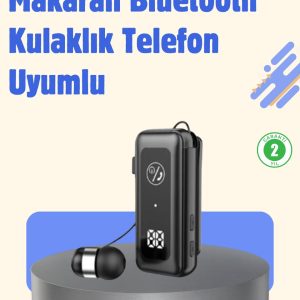 Bluetooth 5.2 Kablolu Makaralı Kulaklık | Dijital Ekran ve Titreşimli Bildirim