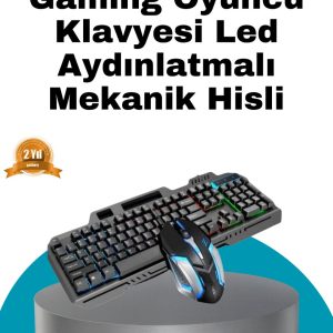 Mekanik Oyuncu Seti – LED Işıklandırma ve Ergonomik Mouse