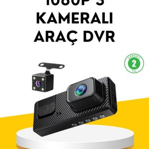 3 Kameralı Araç İçi DVR Kayıt Cihazı  Ön İç Arka Kamera Full HD