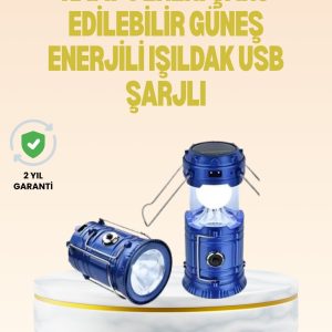 Katlanabilir USB Çıkışlı Kamp Feneri – Şarj Edilebilir Dayanıklı ve Çok Fonksiyonlu