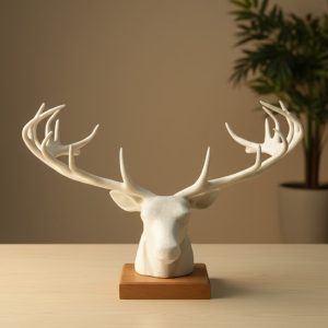Dekoratif Geyik Başı Heykel 25 cm Modern Minimal Tasarım