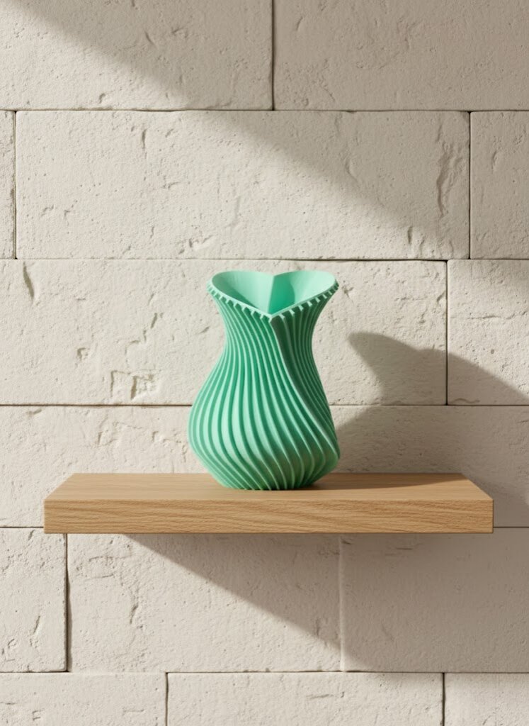 Kalpli Turkuaz Dekoratif Vazo 24 cm Modern Şık Tasarım