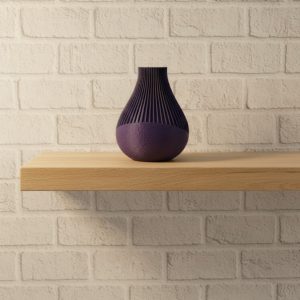 11 cm Mor Minimal Çizgili Vazo Masa Üstü Şık Dekor Objesi