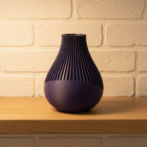 Mor Çizgili Dekoratif Vazo 11 cm Modern Tasarım Aksesuar