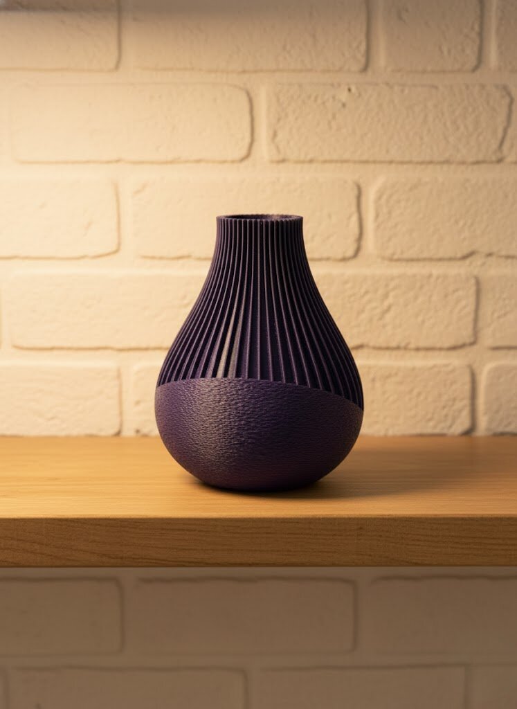 Mor Çizgili Dekoratif Vazo 11 cm Modern Tasarım Aksesuar