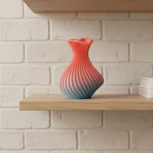 3D Dalga Desenli Kalp Formlu Dekoratif Vazo Pembe 15 cm