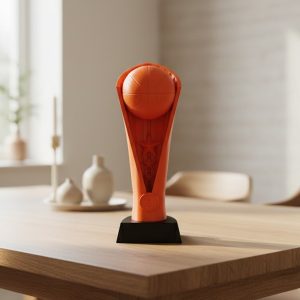 Turuncu Kupa 23cm Basketbol Temalı Dekoratif Ödül Biblosu