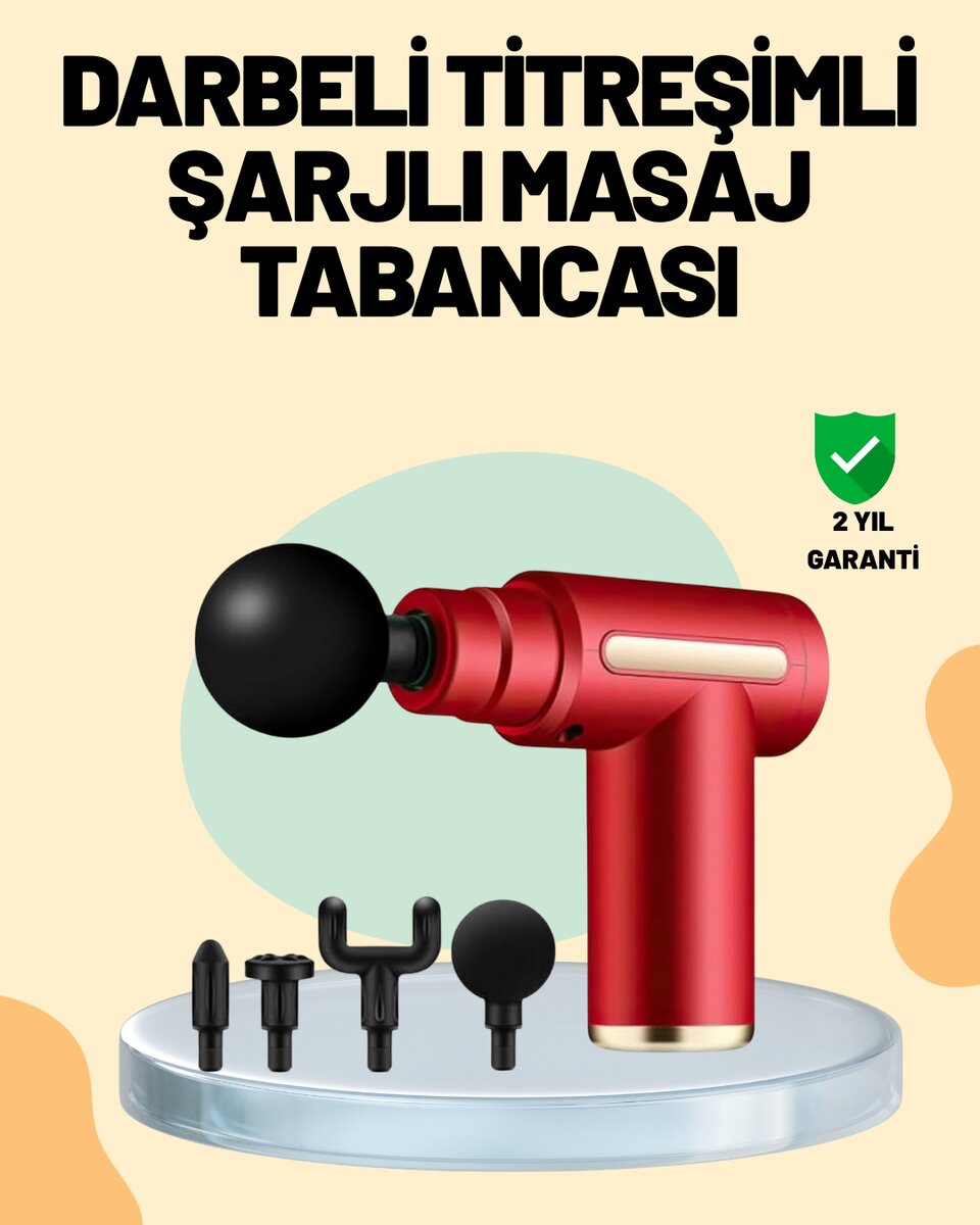 Kas Gevşetici Masaj Tabancası 4 Başlık ve Ayarlanabilir Hız