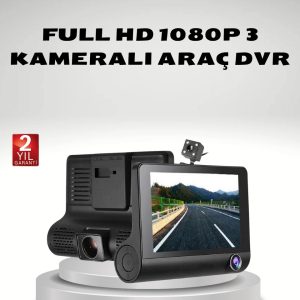 Araç Kamerası 3’lü Full HD DVR 1080P Gece Görüşlü ve G-Sensörlü