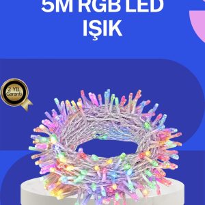 5 Metre Şeffaf Kablo LED Peri Işığı 50 Ampullü Dekoratif Led