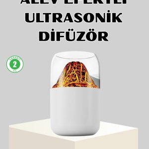 Ultrasonik Alev Efektli Aromaterapi Difüzörü USB Şarjlı ve Otomatik Kapanma Özellikli