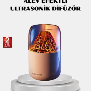 280ml Alev Işıklı Ultrasonik Hava Nemlendirici Sessiz ve USB Şarjlı