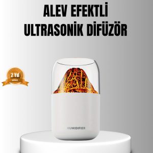 Alev Efektli Ultrasonik Uçucu Yağ Difüzörü 280ml Su Tanklı ve Sessiz Çalışma Özellikli