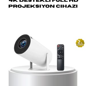 4K Destekli Full HD Projeksiyon Cihazı – 130 inç Geniş Ekran WiFi ve HDMI Bağlantılı
