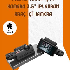Araç İçi ve Ön Kameralı 3 İnç IPS Ekranlı Full HD Güvenlik Kamerası