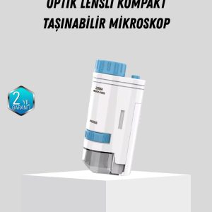 Taşınabilir Mini Mikroskop LED Işıklı 80X–200X Büyütmeli ve Odak Ayarlı