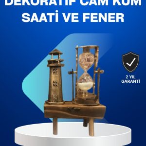 Deniz Feneri Tasarımlı Ahşap Kum Saati – Retro Masa Aksesuarı