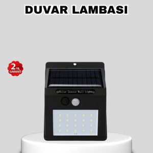 Güneş Enerjili 20 LED Hareket Sensörlü Lamba – IP65 Su Geçirmez Dış Mekan Aydınlatma