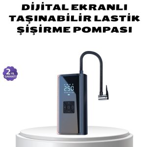 Kablosuz Dijital Lastik Şişirme Pompası LED Işıklı 80W