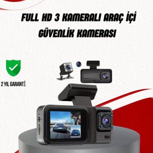 Ön Arka ve İç Kamera DashCam 360° Kapsamlı Full HD Araç Güvenlik Sistemi