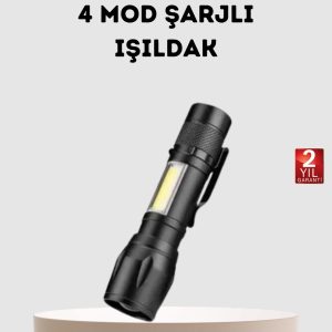 Profesyonel 4 Modlu Şarjlı El Feneri | 1300 mAh Batarya | Cree LED Teknolojisi