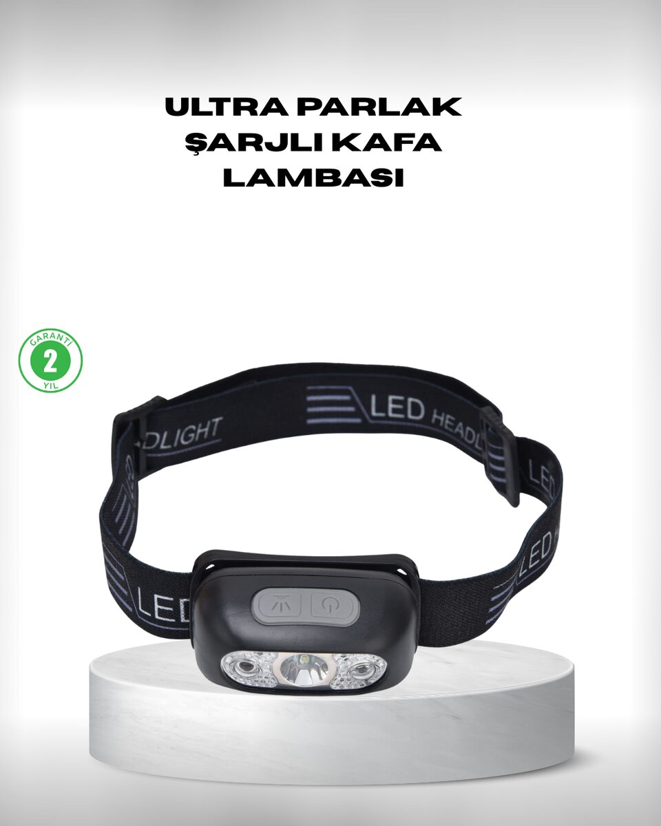 Gece Balıkçılığı İçin Ultra Parlak Şarjlı Kafa Lambası | 4 Işık Modu + USB Şarj