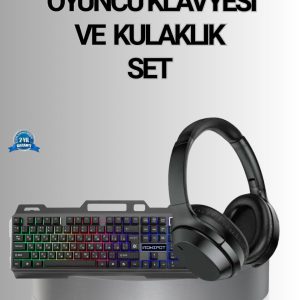 Işıklı Oyuncu Klavye Mouse ve Bluetooth Kulaklık Seti Türkçe Q USB
