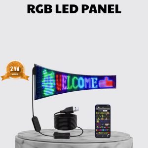 RGB LED Panel – Çok Renkli Kumandalı USB Bağlantılı Yazı ve GIF Gösterimli Akıllı Lamba