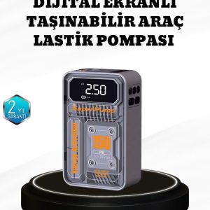 150 PSI Kablosuz Şarjlı Hava Pompası – LED Ekranlı ve Otomatik Kapanma Özellikli