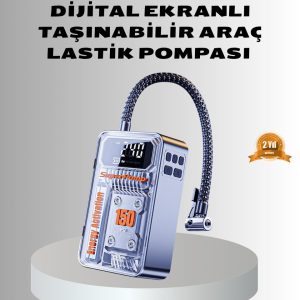 Şarjlı Kablosuz Hava Pompası – 150 PSI Basınç LED Ekran ve 6000mAh Batarya