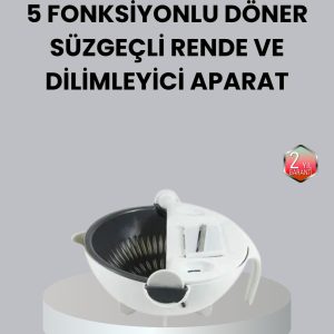 Döner Mekanizmalı 5’i 1 Arada Süzgeçli Rende Sebze Meyve Doğrama Cihazı