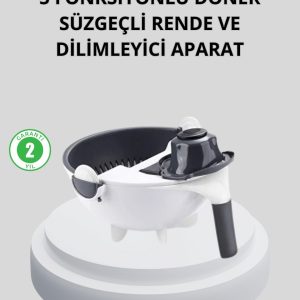 5 Fonksiyonlu Döner Rende Süzgeçli Çok Amaçlı Sebze Doğrayıcı Kaymaz Tabanlı