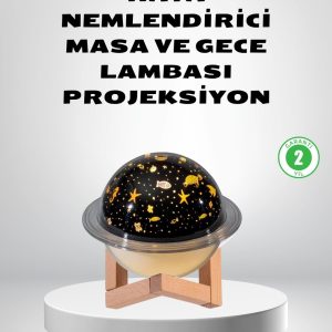 USB Projeksiyon Gece Lambası ve Hava Nemlendirici – Aromaterapi Destekli Taşınabilir Mini