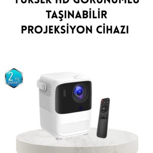Taşınabilir Akıllı 1080P Projektör – 64GB Hafıza 2GB RAM Full HD Görüntü Kumandalı