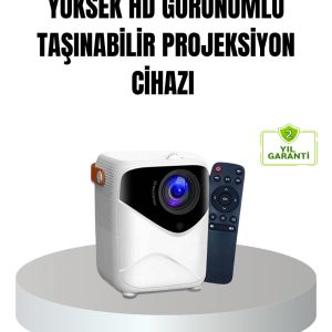 Taşınabilir 1080P HD Akıllı Projektör – 64GB Dahili Hafıza 2GB RAM Uzaktan Kumandalı