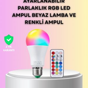 Kumanda Destekli Çok Renkli Akıllı LED Ampul