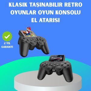 2.4 İnç HD Renkli Ekranlı 500-in-1 Taşınabilir Retro Oyun Konsolu Kablolu TV Bağlantısı ve Uzun Pil Ömrü