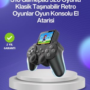 500 Oyunlu Nostaljik El Tipi Oyun Konsolu Taşınabilir Şarjlı Cihaz Renkli Ekran ve TV Destekli