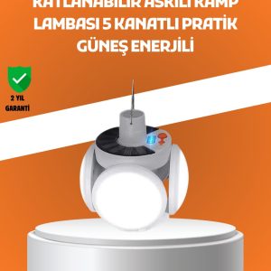 Çok Amaçlı Katlanabilir Güneş Enerjili Kamp Lambası – Masa Üstü ve Asılabilir Kullanım