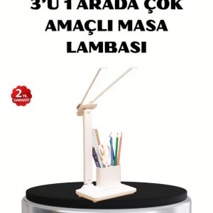 Kalemlik ve Telefon Standlı Masa Lambası – Kısılabilir LED Işık Göz Dostu Tasarım