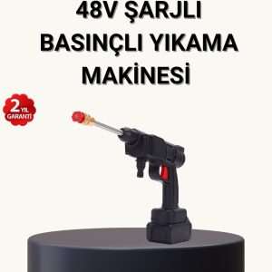 Taşınabilir Basınçlı Yıkama Makinesi – 5m Hortumlu Köpük Şişeli 48V Güçlü