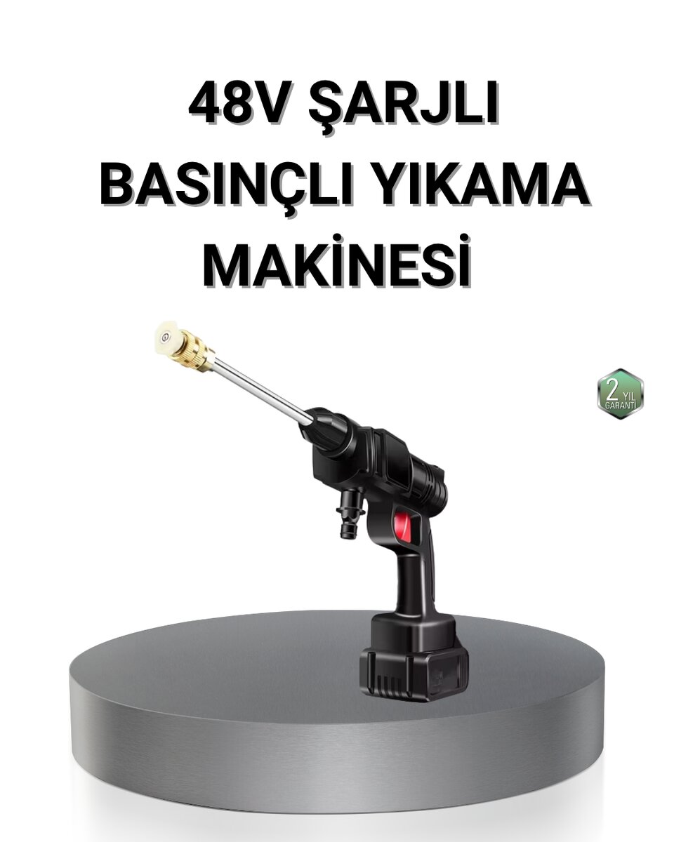Kablosuz Basınçlı Yıkama Makinesi – 48V Güçlü Motor 2 Pil ve Köpük Hazneli